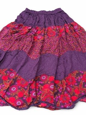 White Stag Purple Floral Tiered Skirt